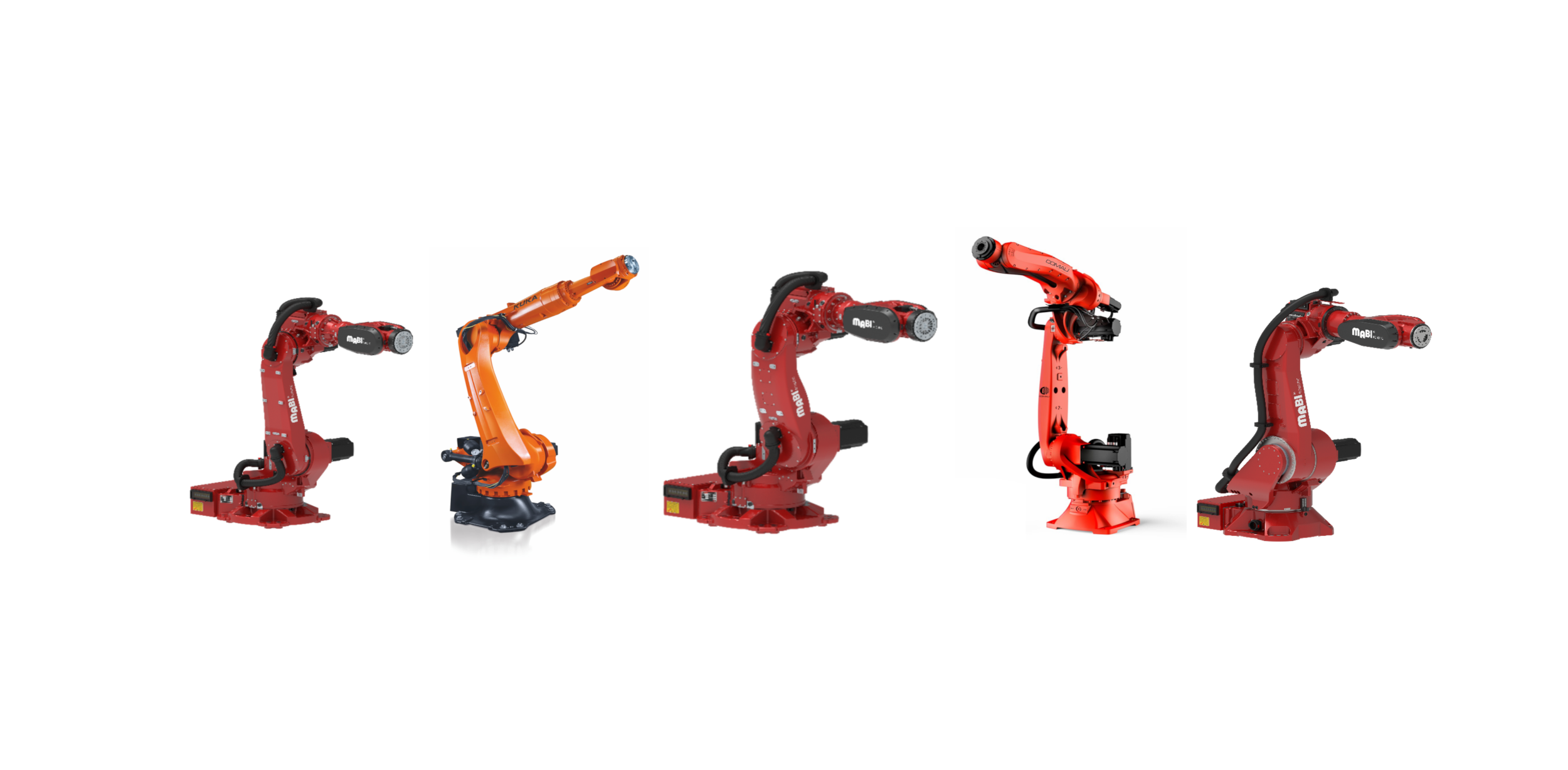 Industrial robots from MABI, Comau, and Kuka